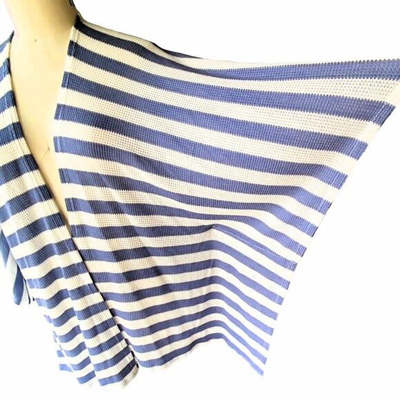 I JOAH Blue & White Stripe Loose Fit Cardigan Cover Up Top ~ Women's Size LARGE - Picture 5 of 8